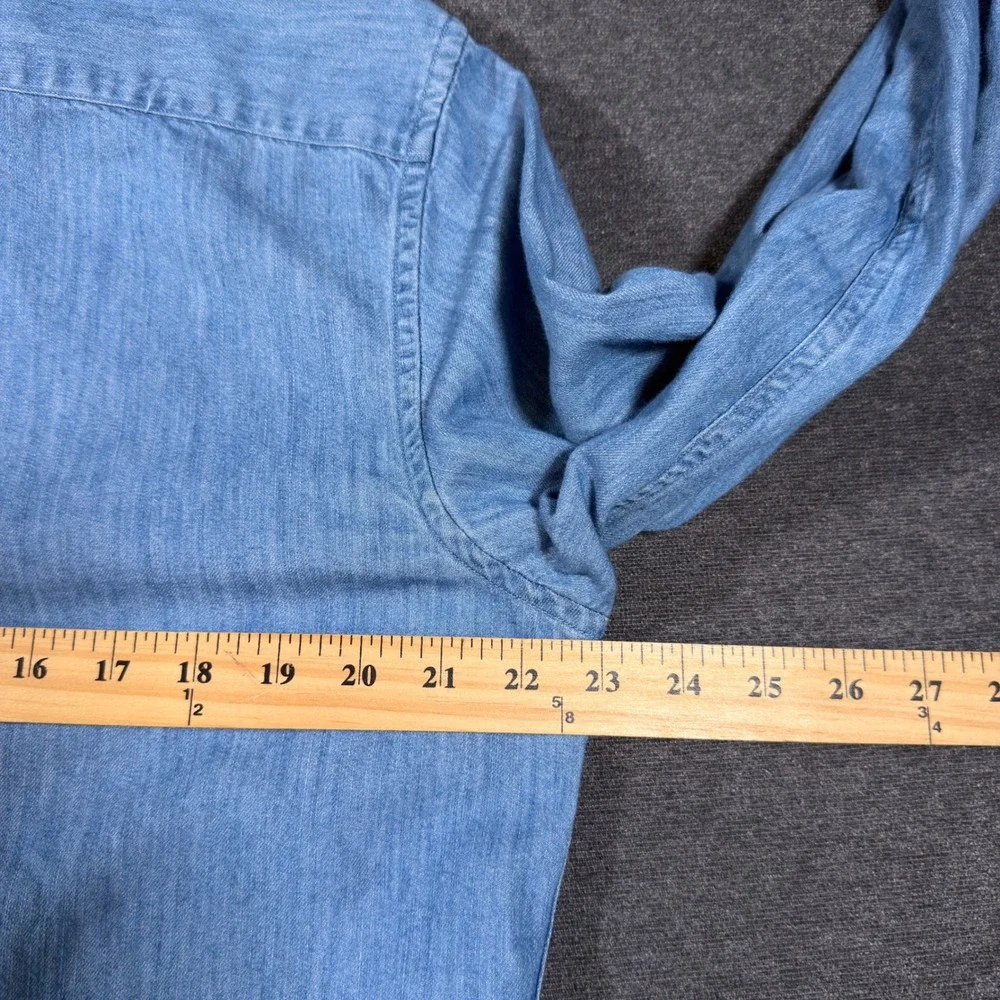 Banana Republic Button Down Shirt Mens Large Blue Slim Fit Denim Cotton Stretch